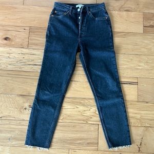 Re/done Comfort Stretch High Rise Ankle Crop - Stoned Noir Sz:28